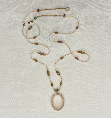 pink quartz tibetan short necklace