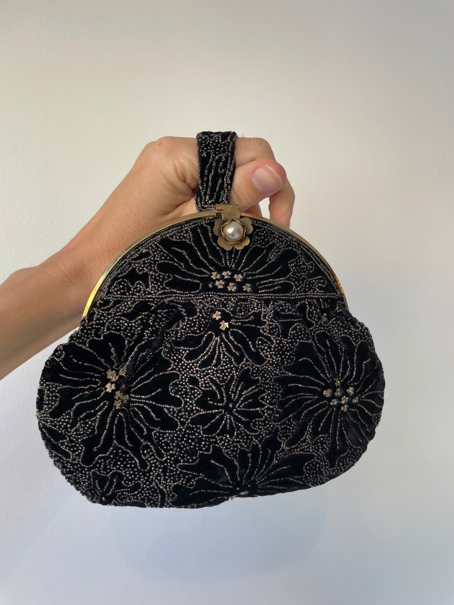 vintage velvet beaded purse