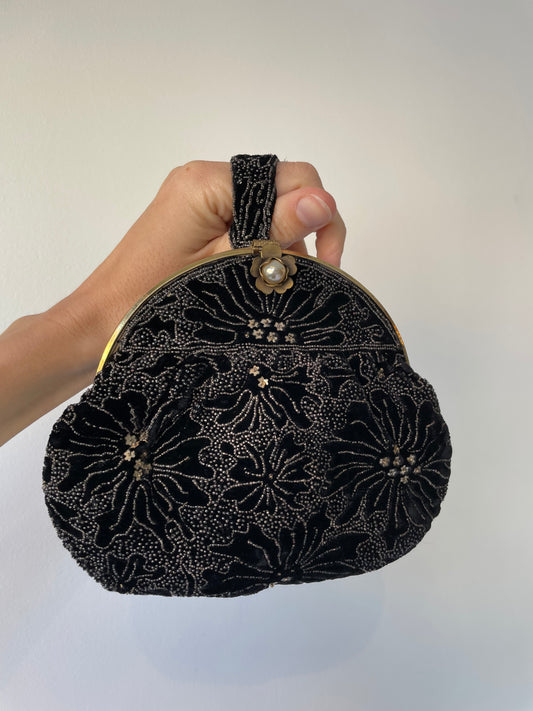 vintage velvet beaded purse