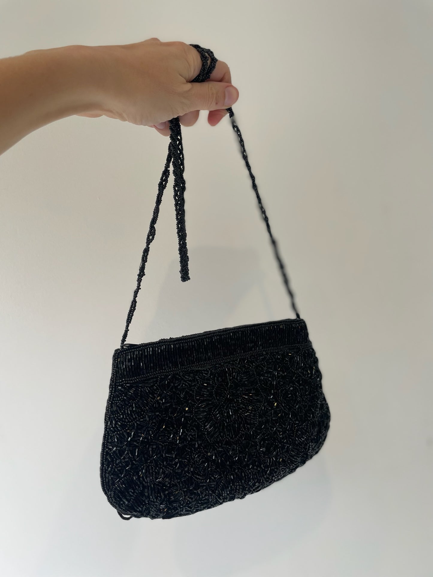 vintage onyx beaded purse