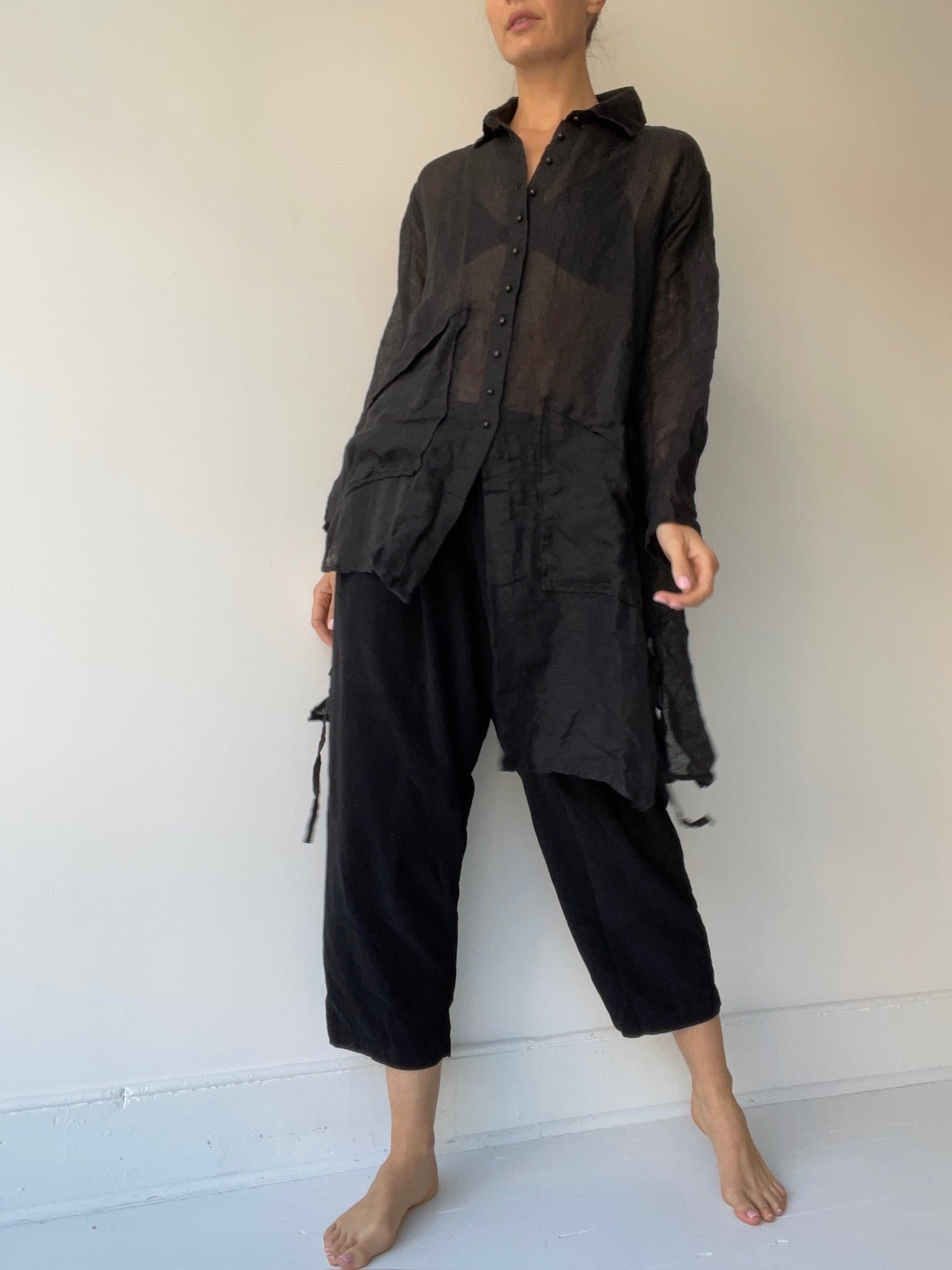 a krista larson pablo shirt with 100% linen gauze