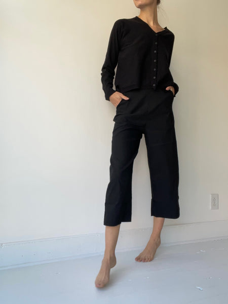 crop stretch trousers BLACK