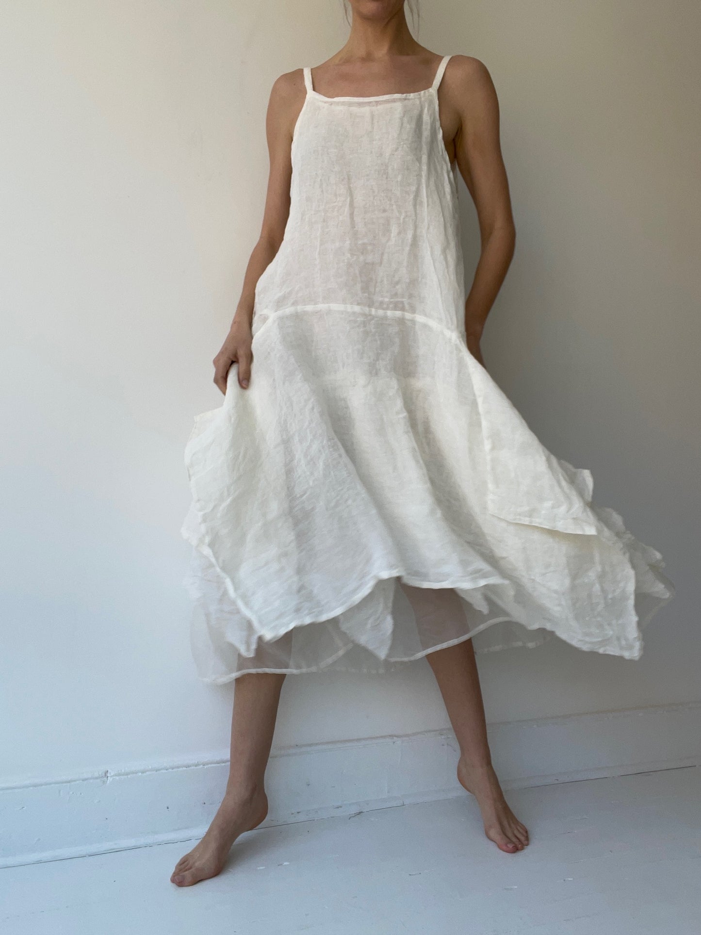 a krista larson cream long pinwheel slip