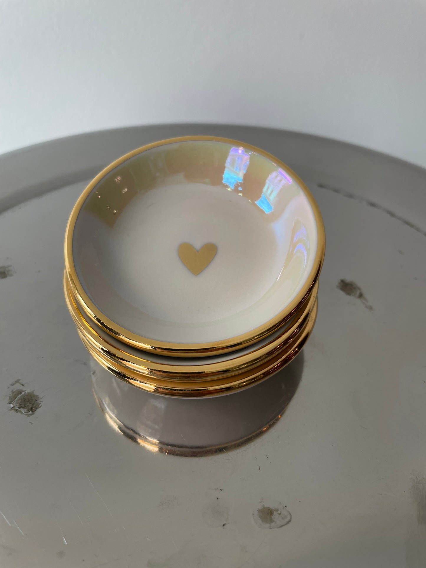 iridescent heart trinket dish