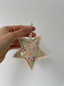 skippy cotton neon confetti star ornament