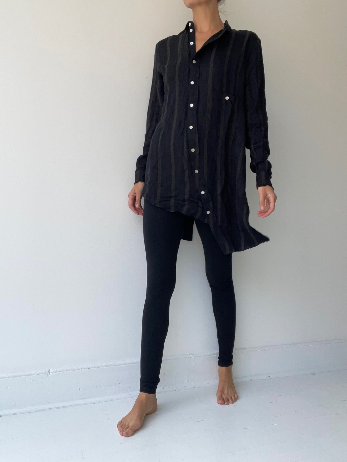 aleksandr manamïs bias collar stripe shirt