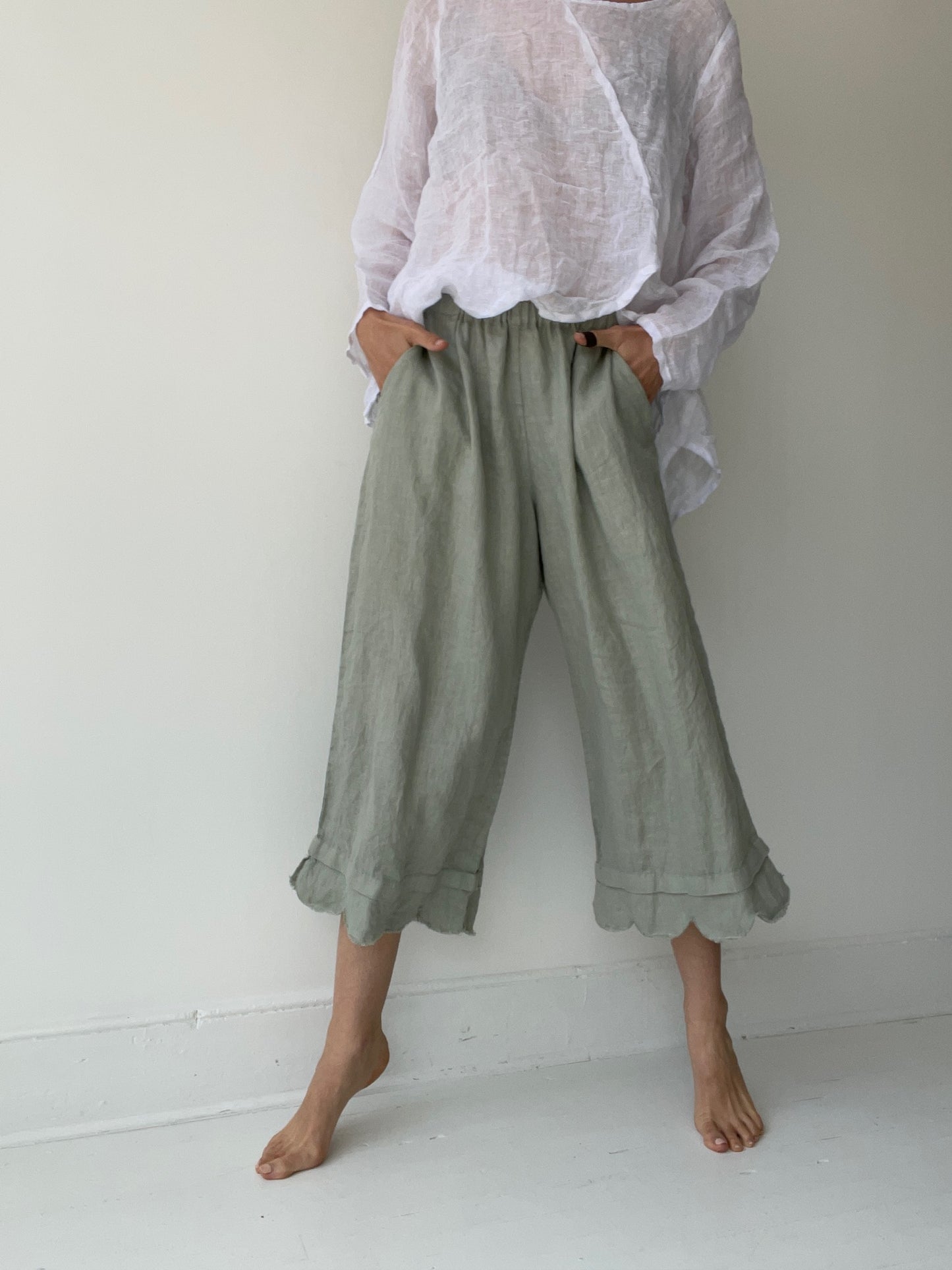 krista larson scalloped pants PISTACHIO