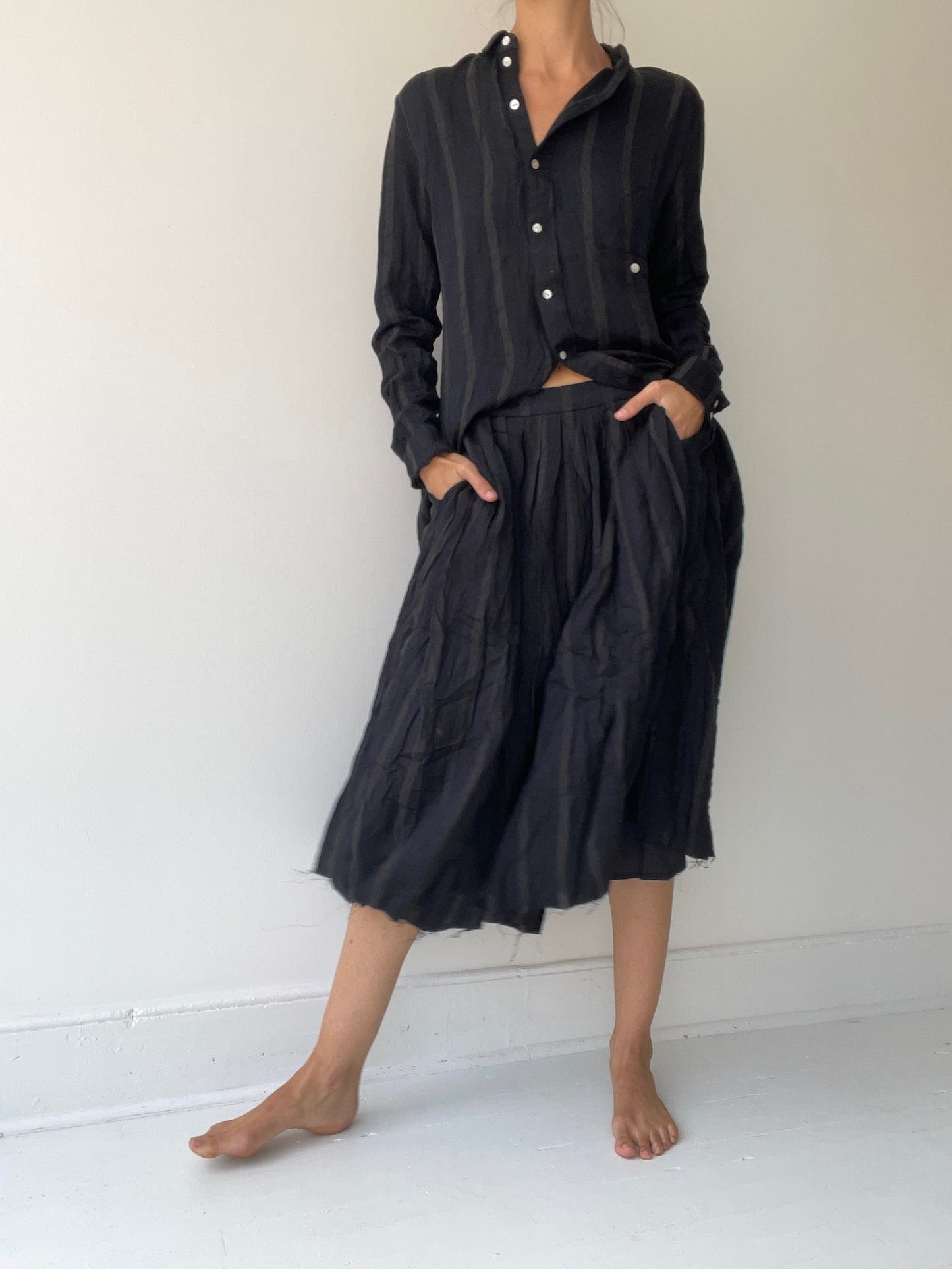 aleksandr manamïs washed stripe plissè skirt