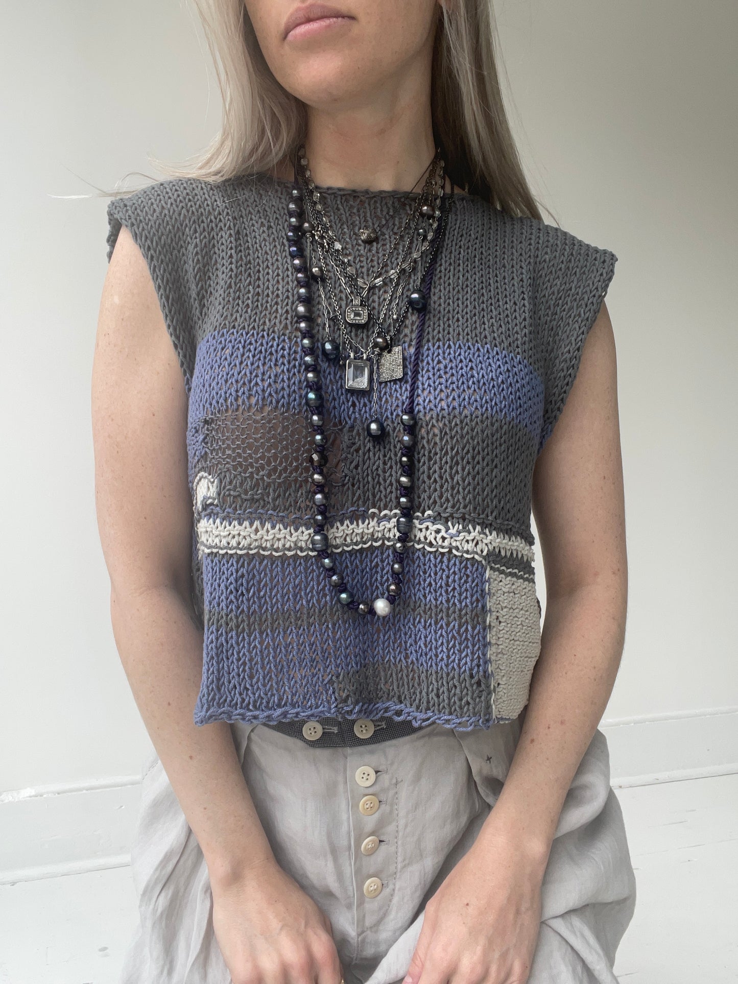 umit unal grey knit top