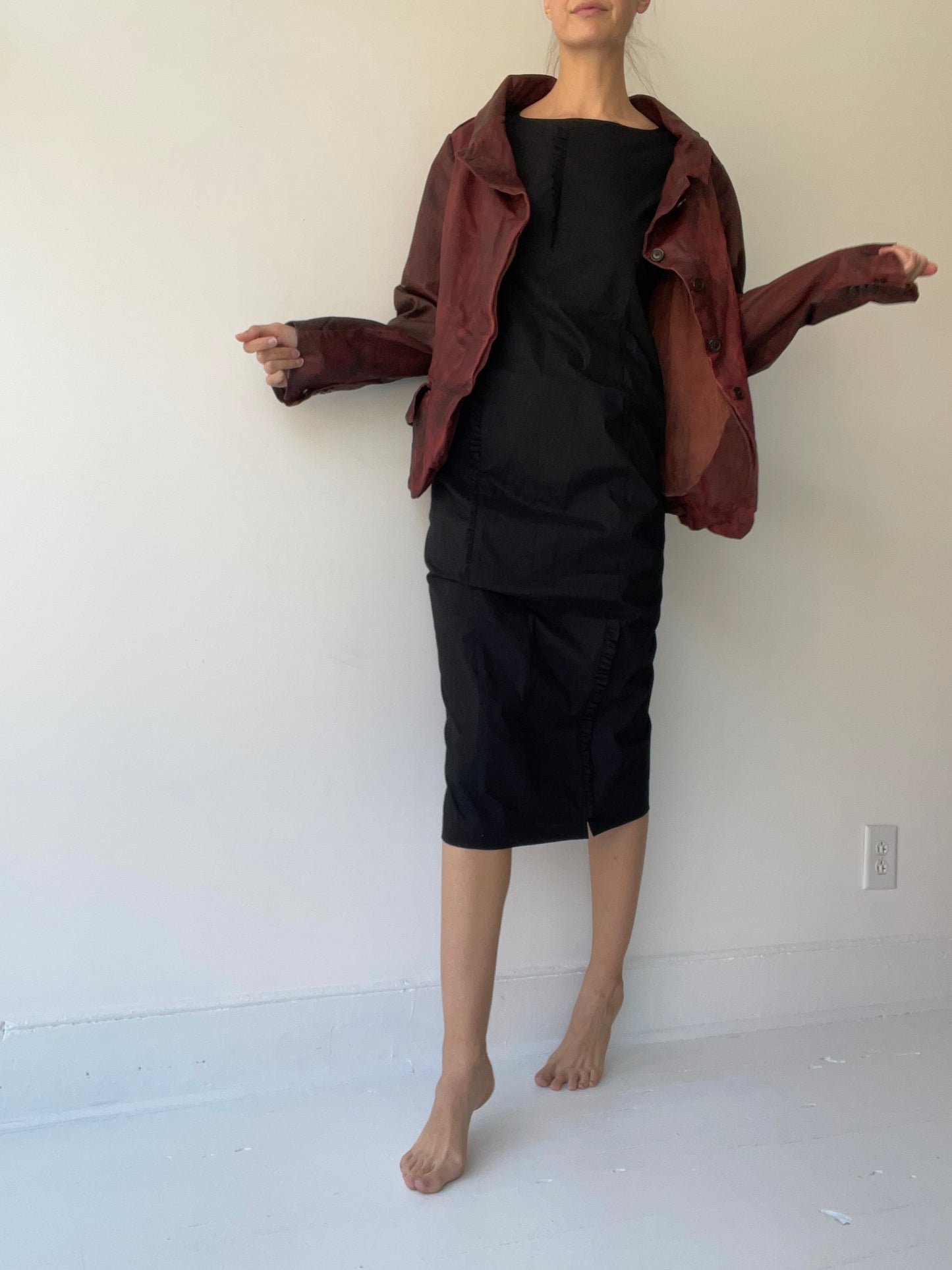 wide collar leather jacket