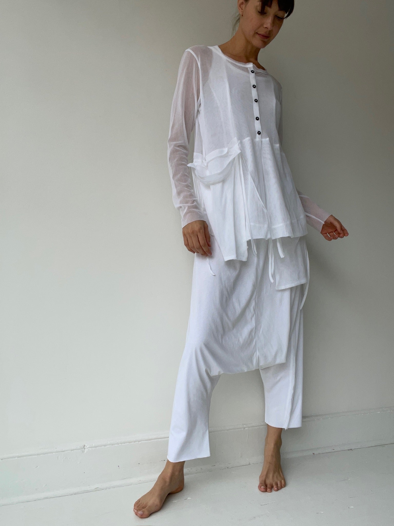 a pal offner sheer loose jacket WHITE with 100% organic cotton