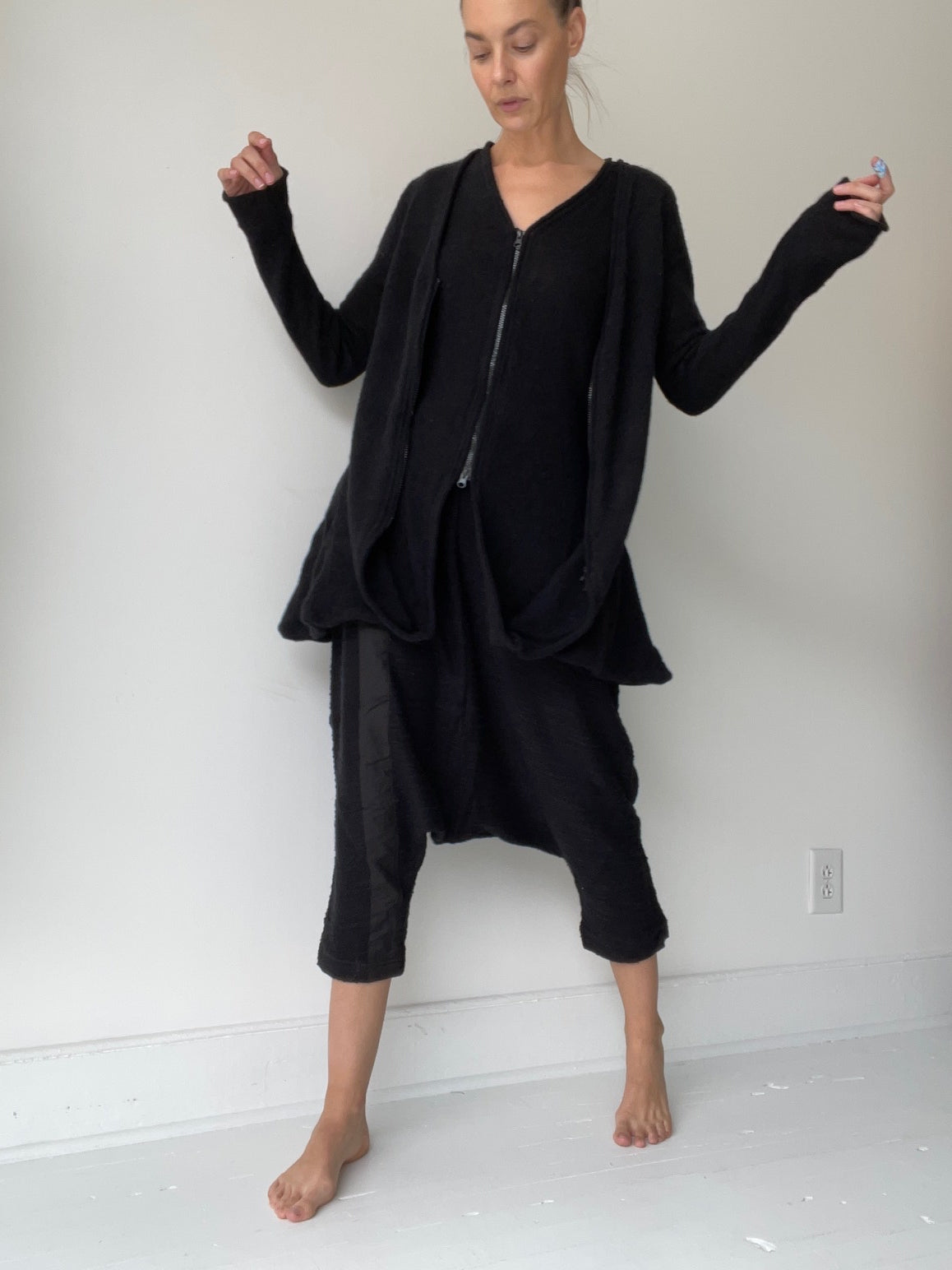 pal offner black 2-zip cardigan