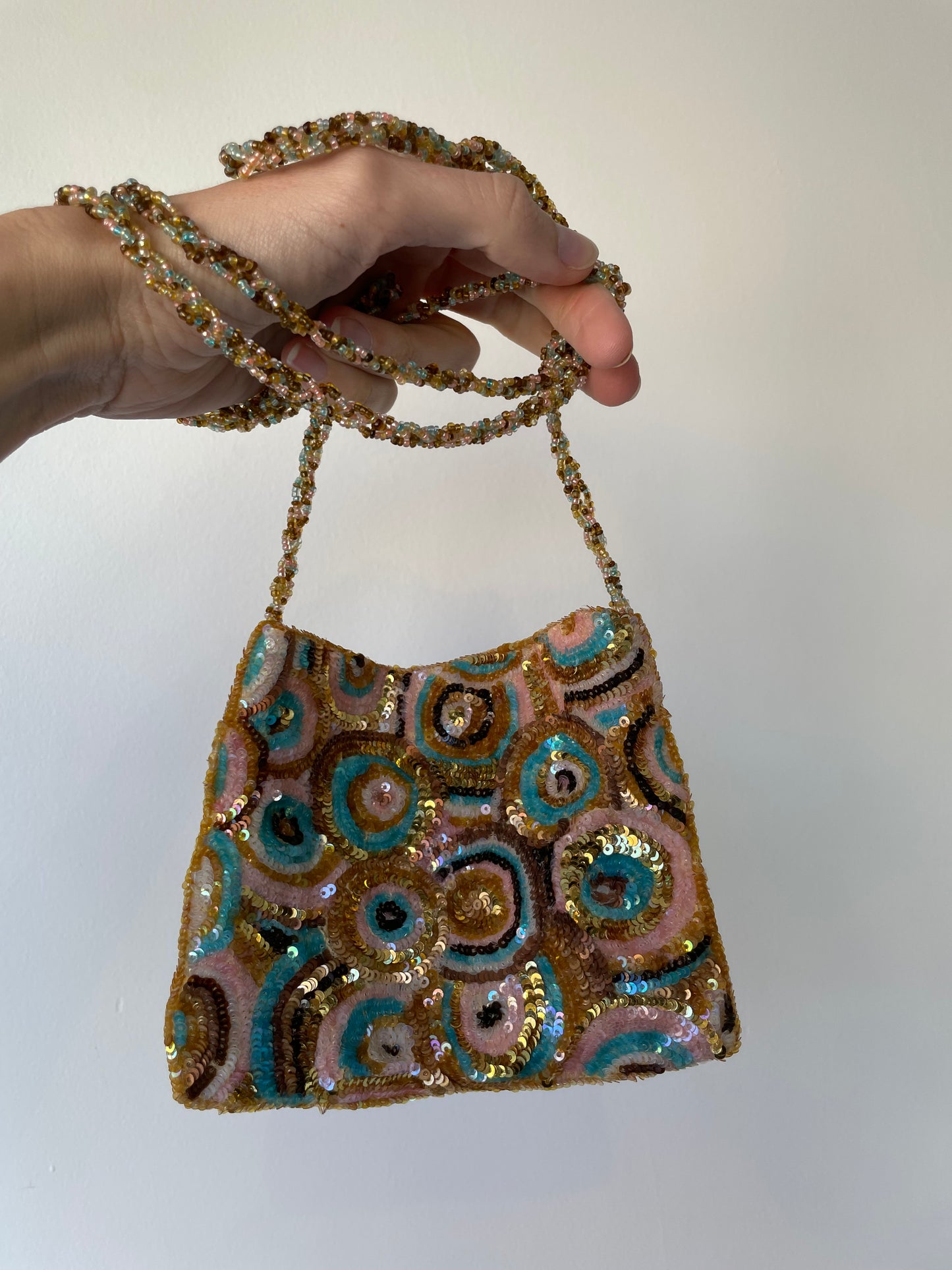 vintage sequin circle purse