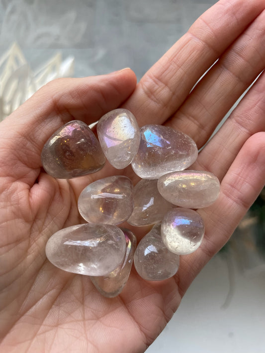 tumbled angel aura quartz crystal