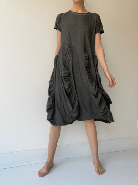 rundholz dip charcoal rouched dress