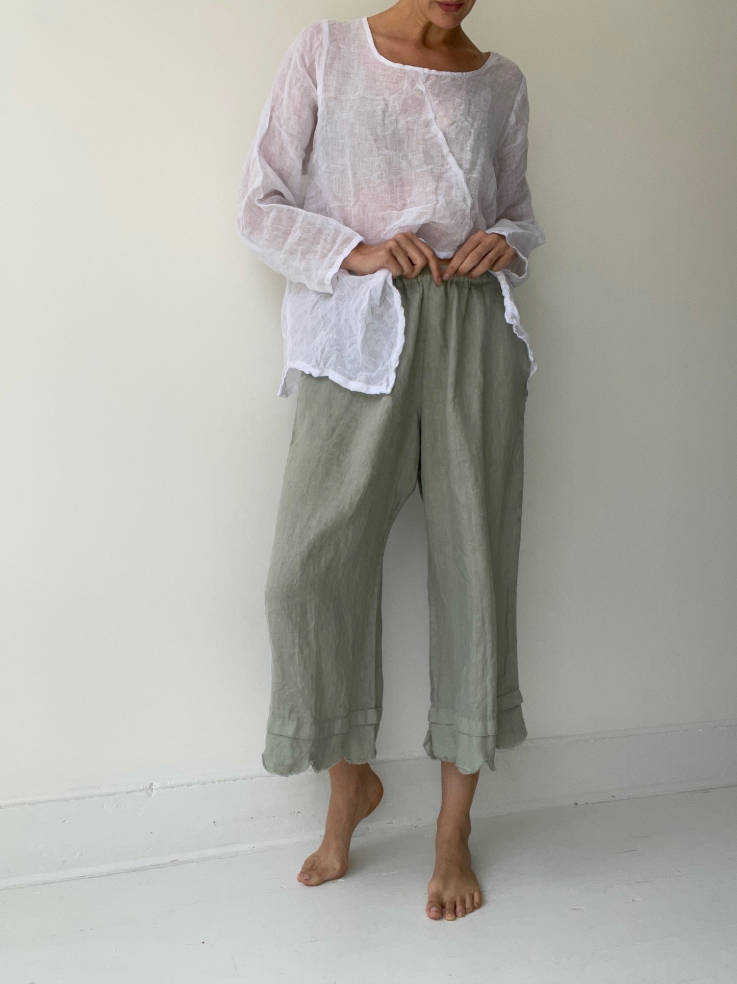 krista larson scalloped pants PISTACHIO