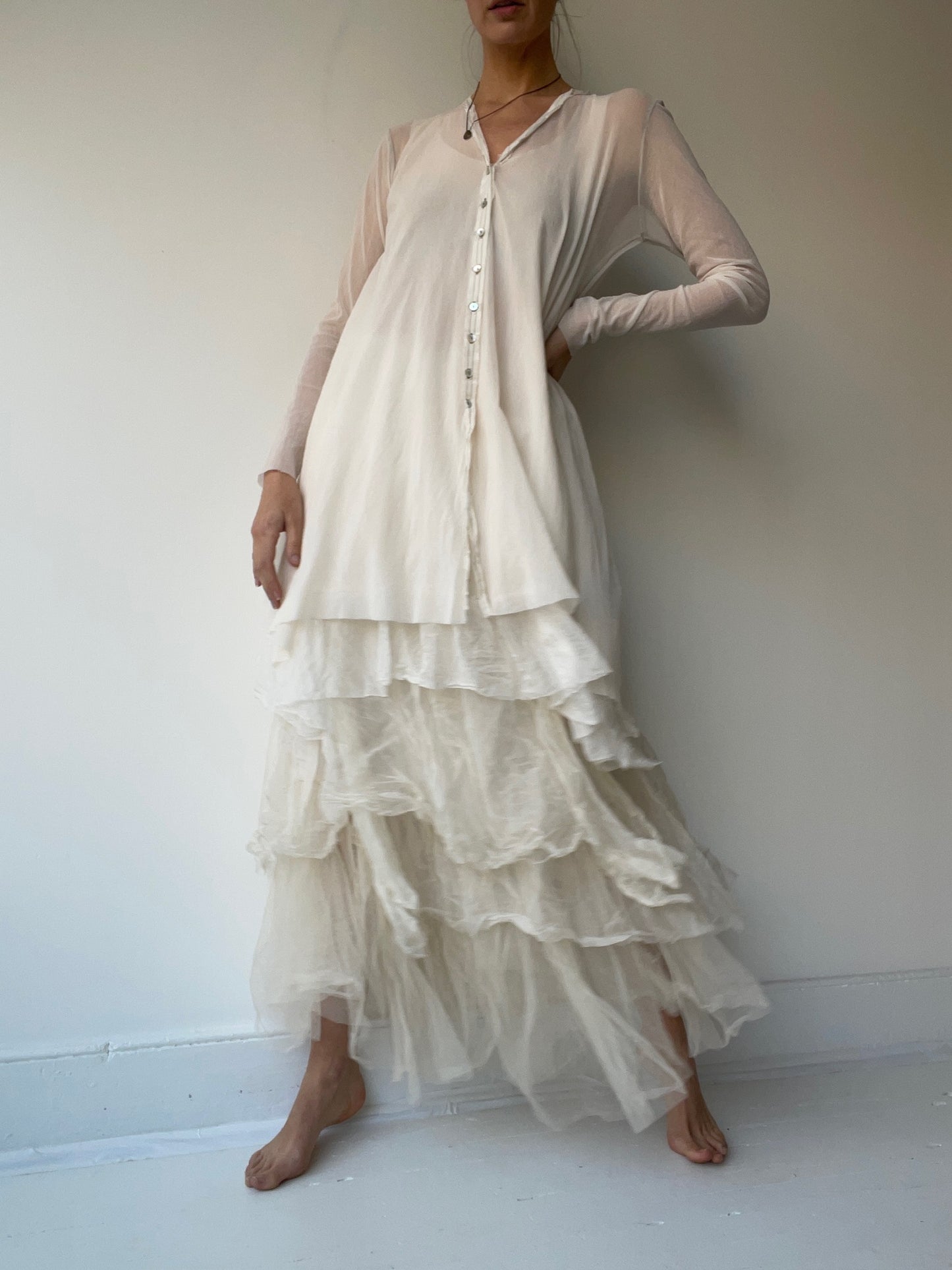 long mesh cardigan