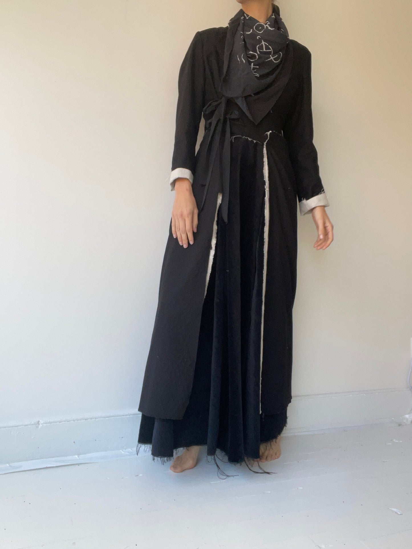 ash holden black silk cypher print scarf