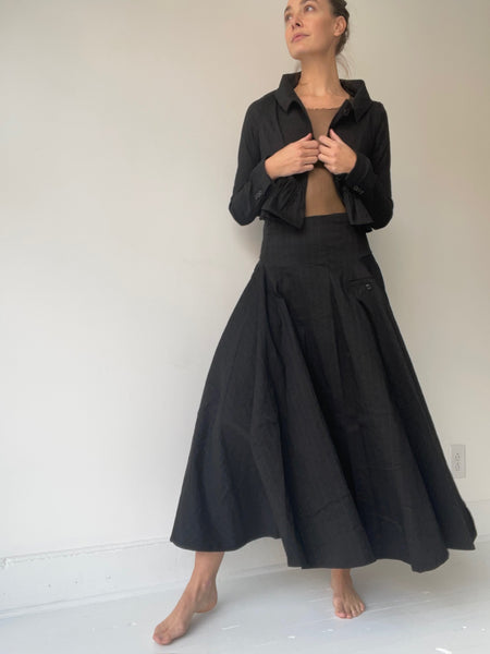 long pinstripe skirt