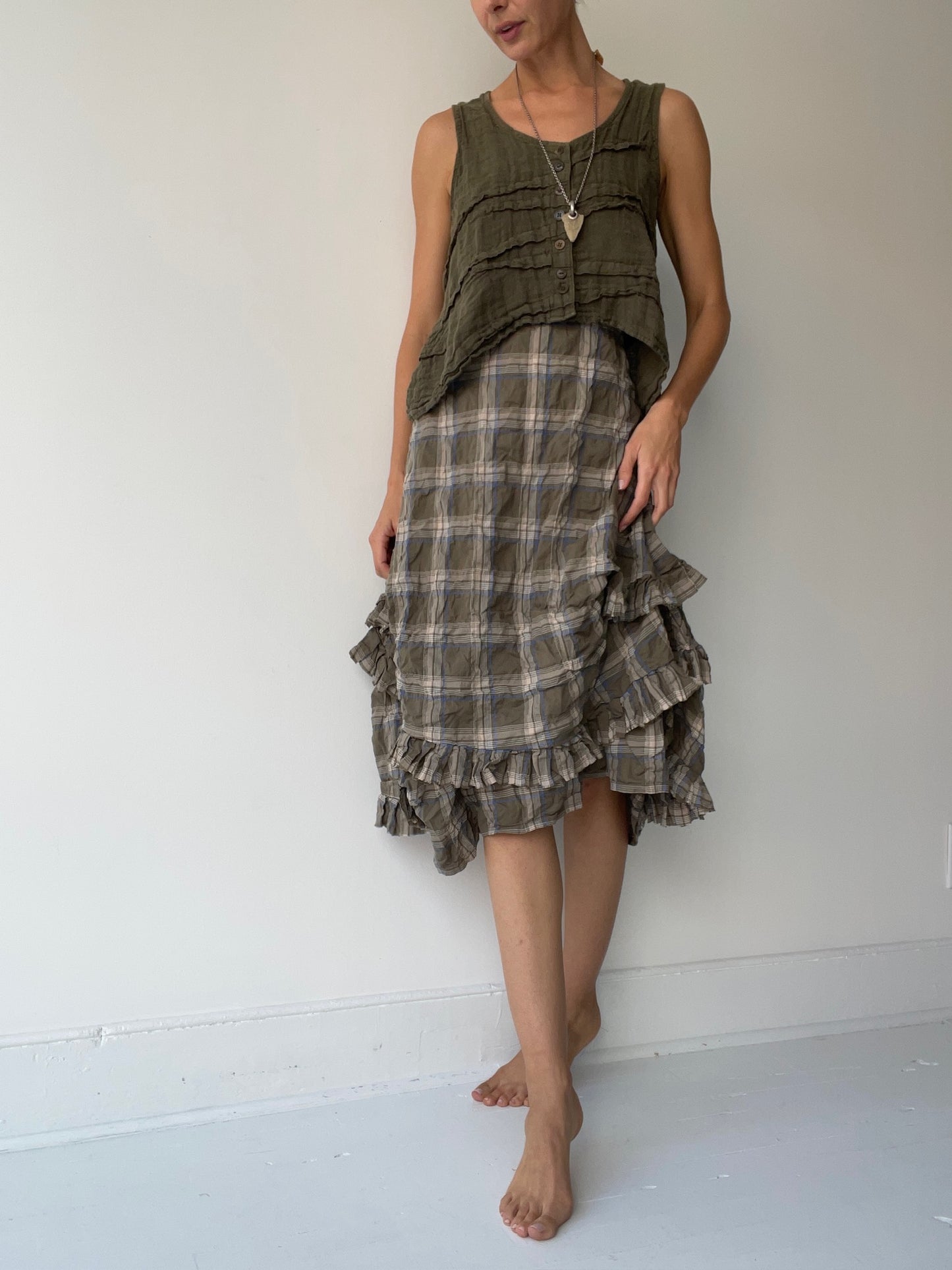 a krista larson smashed cami top with 100% linen gauze