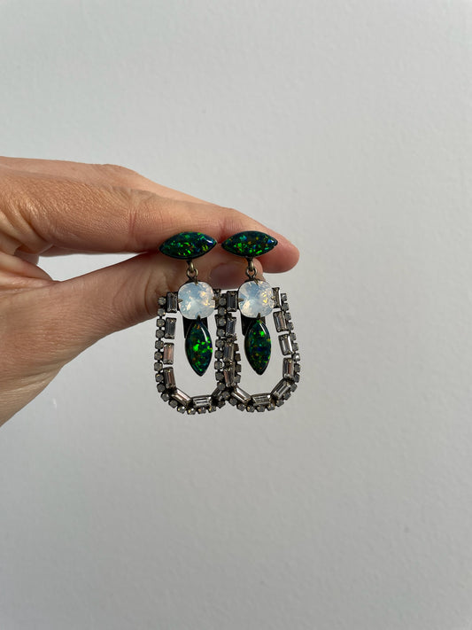 Gorgeous dangly earrings featuring opalite and swarovski crystals