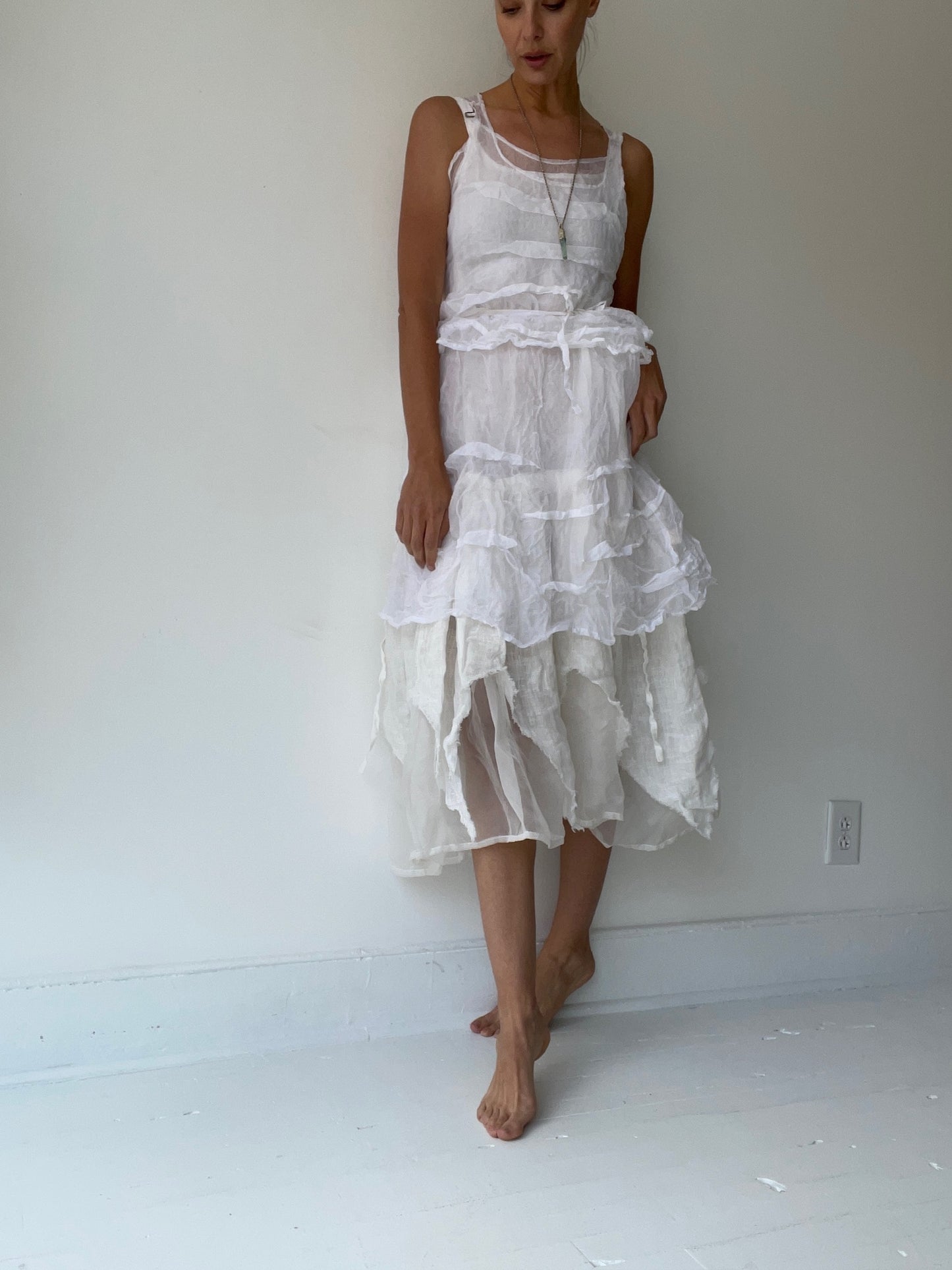 krista larson organza crop creased tank