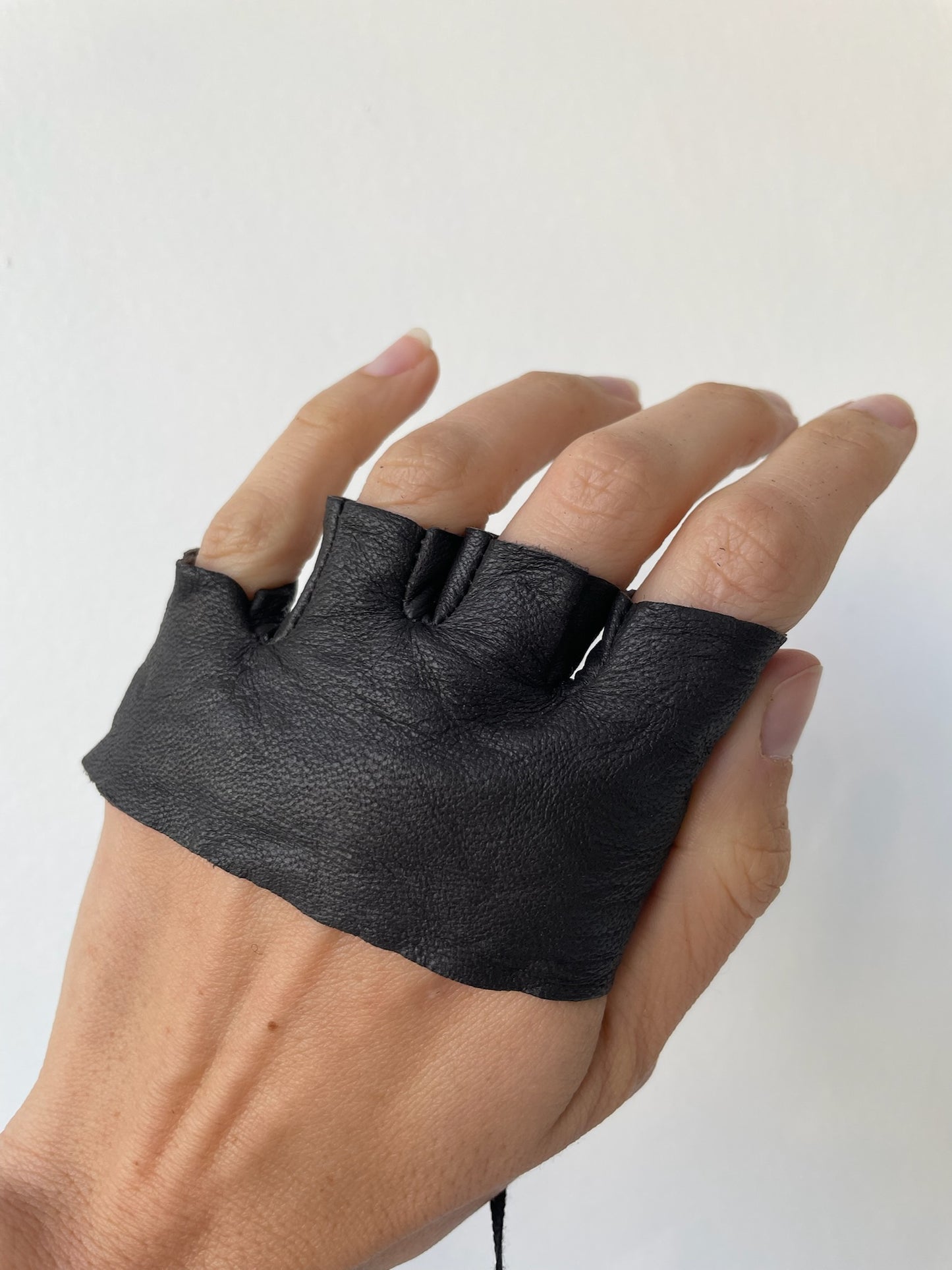 rundholz dip leather fingerless gloves