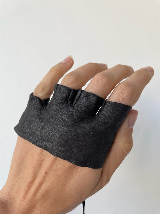 rundholz dip leather fingerless gloves