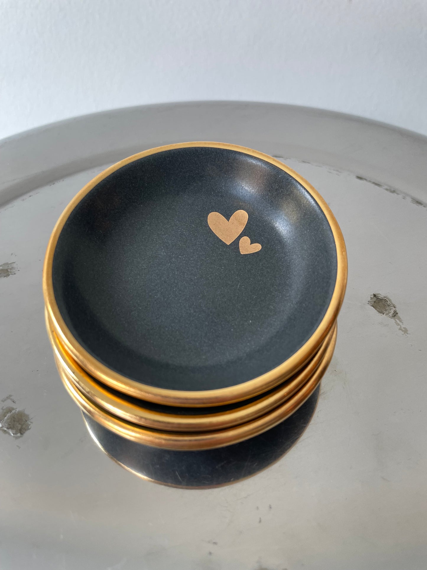 black double heart trinket dish