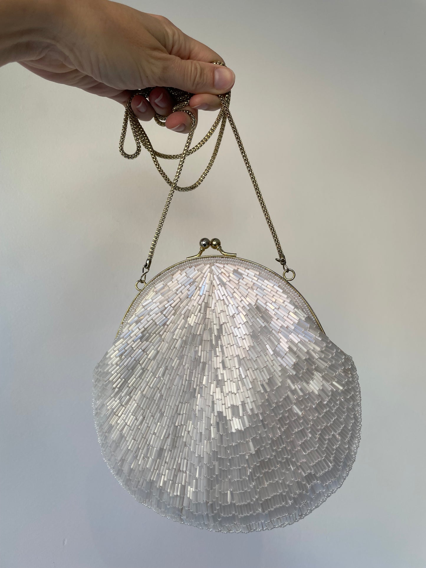 vintage cream beaded purse