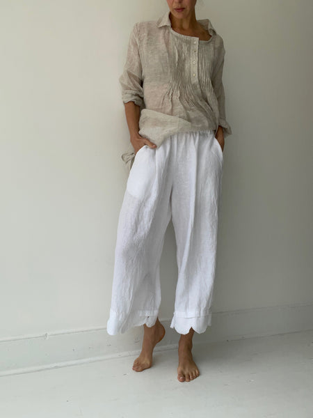 krista larson scalloped pants WHITE