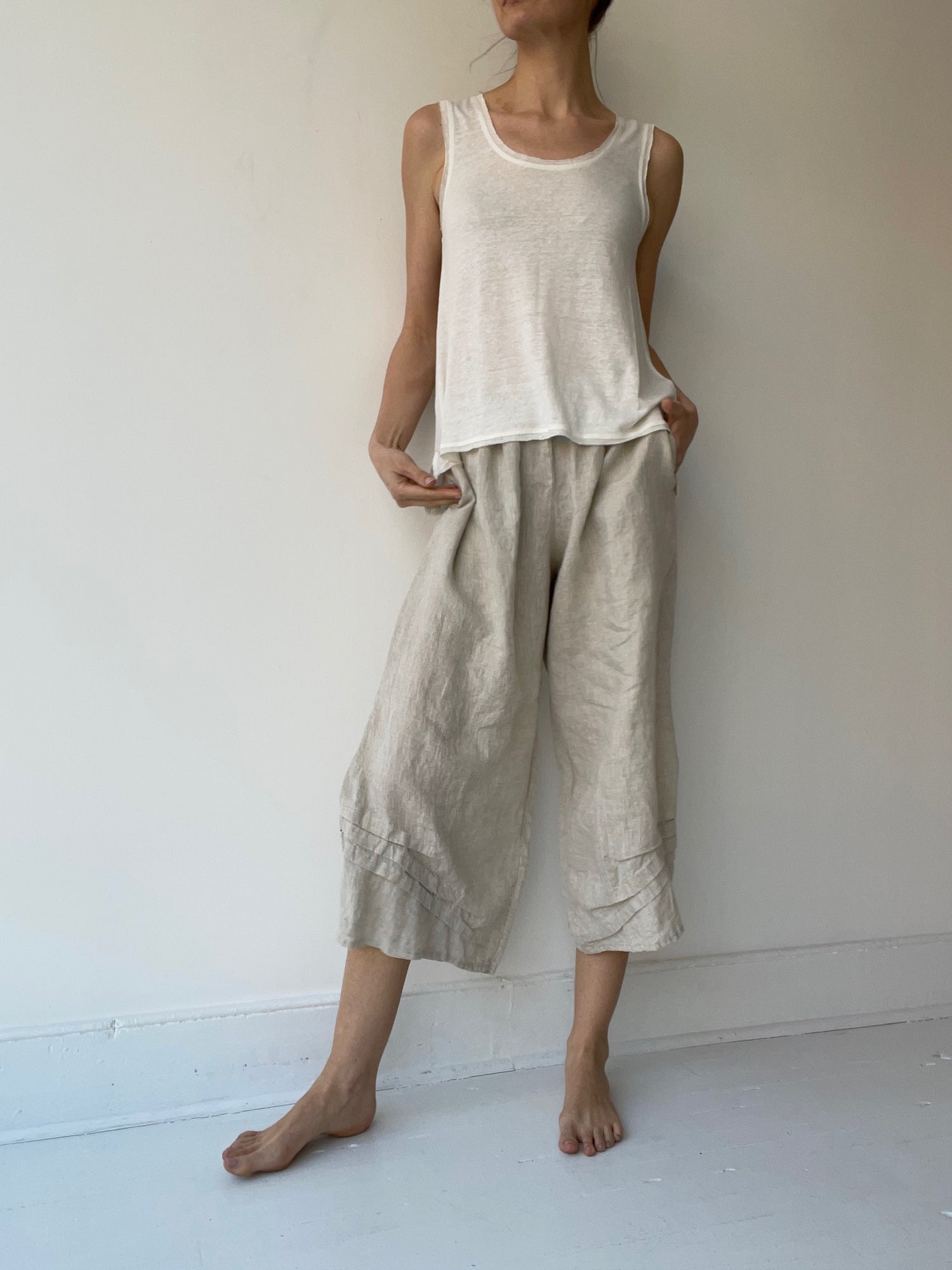 a les ours linen ecru debardeur top