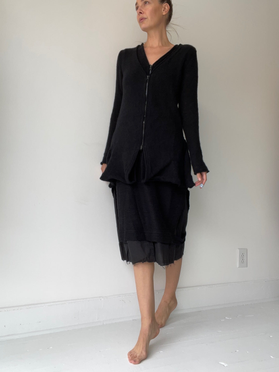 pal offner black 2-zip cardigan