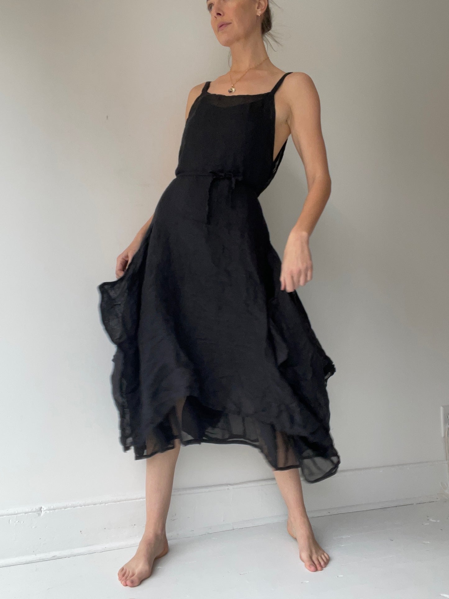 krista larson black long pinwheel slip