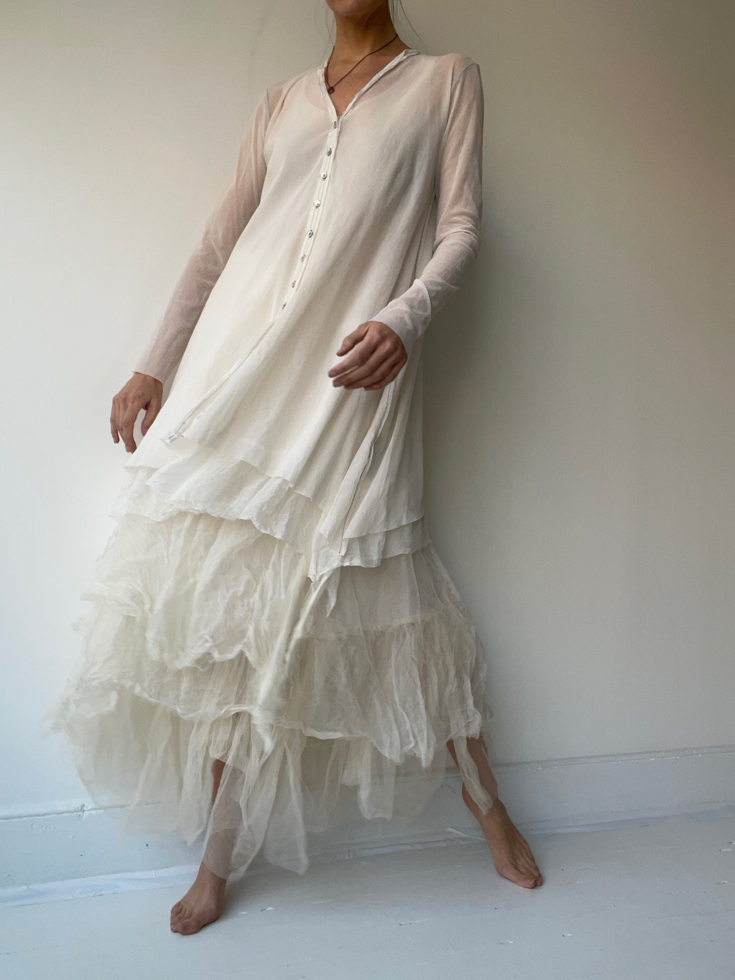 long mesh cardigan