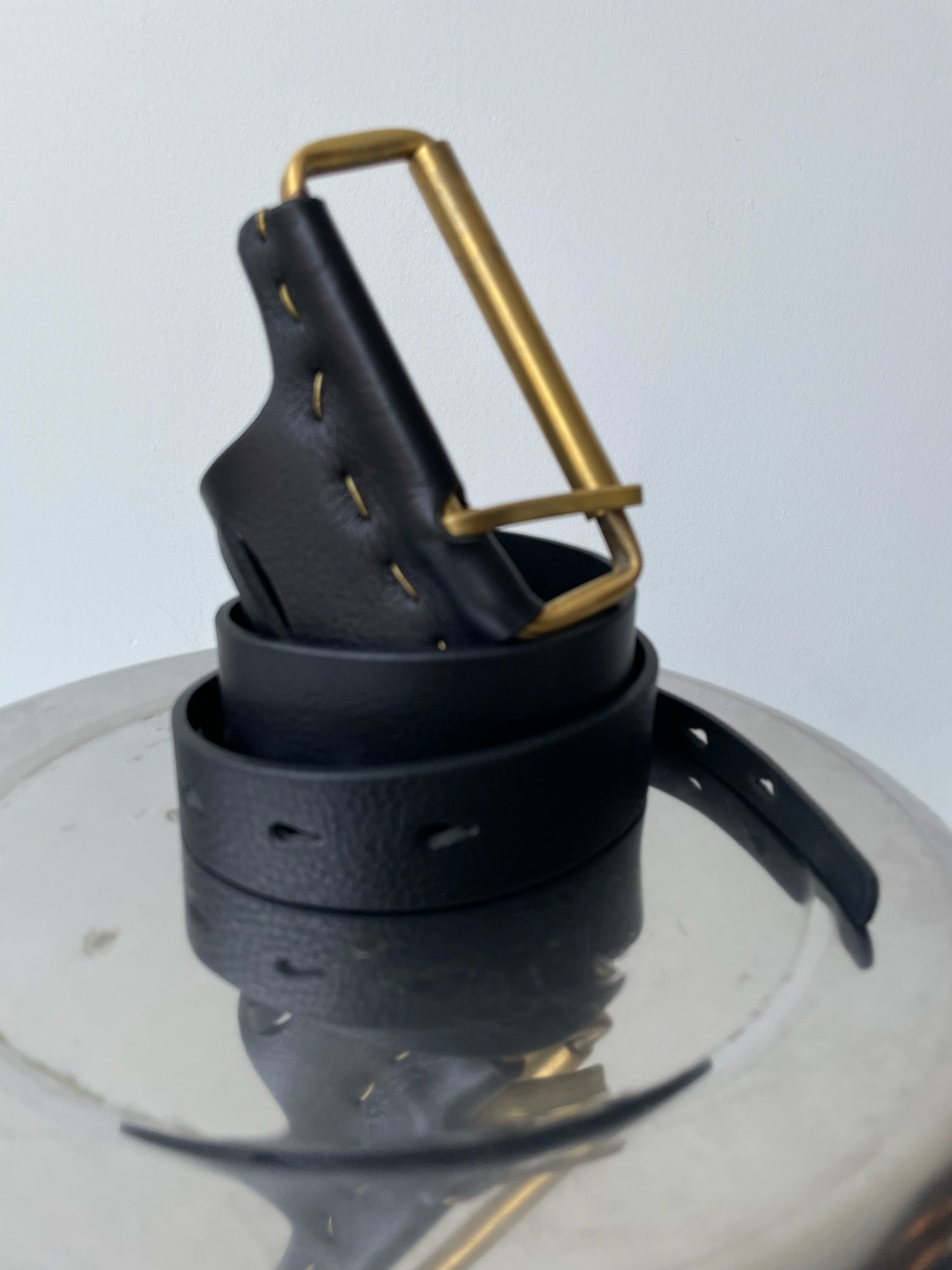 a johnny farah brass single roll belt with 100% vegetable tanned italian bull leather