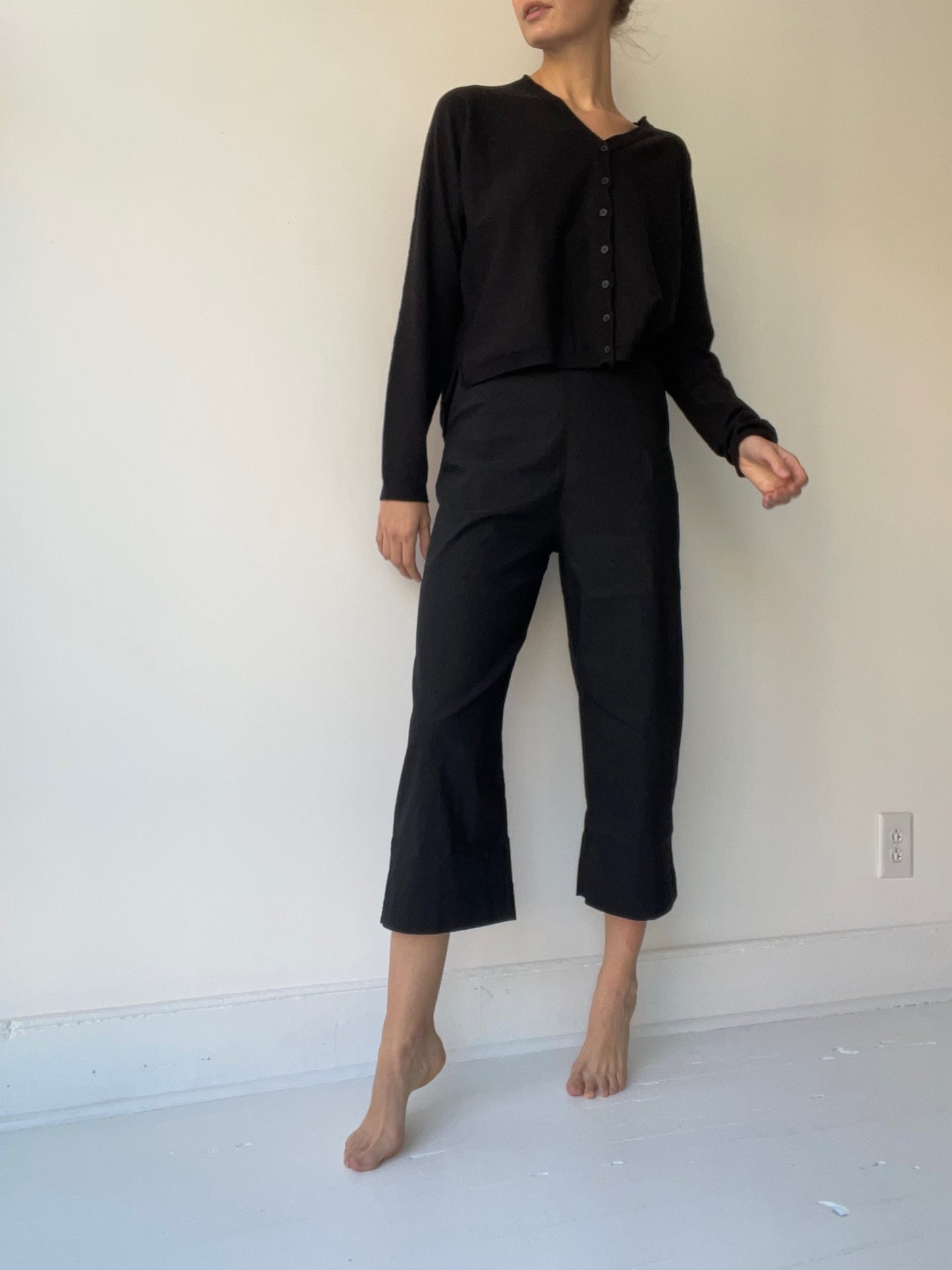 a crop stretch trousers BLACK by rundholz black label 35