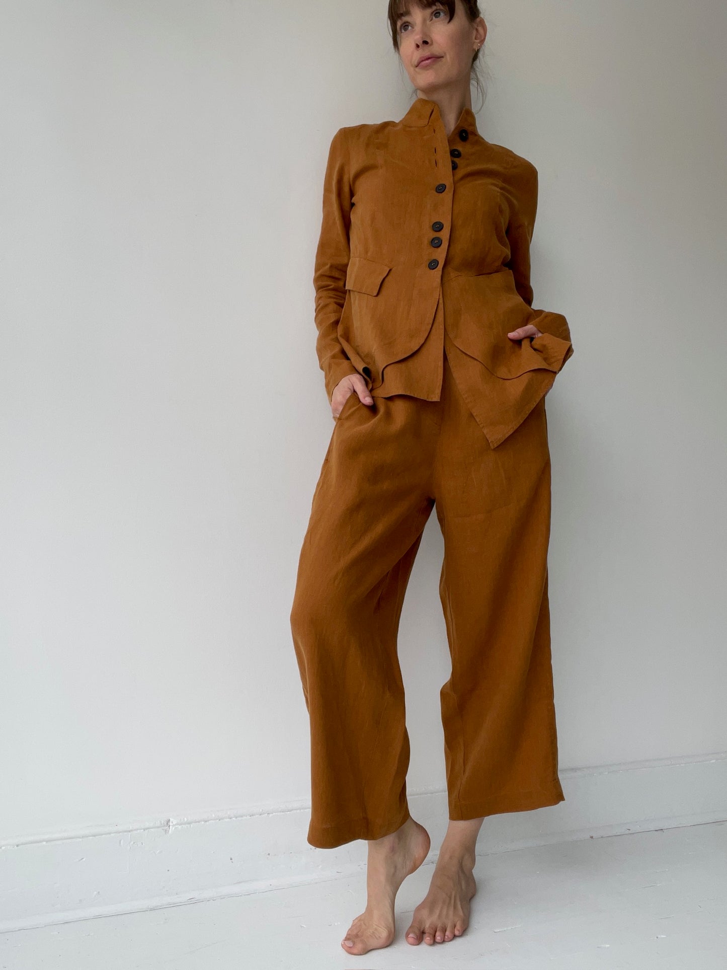 a pal offner casual trousers with 100% linen