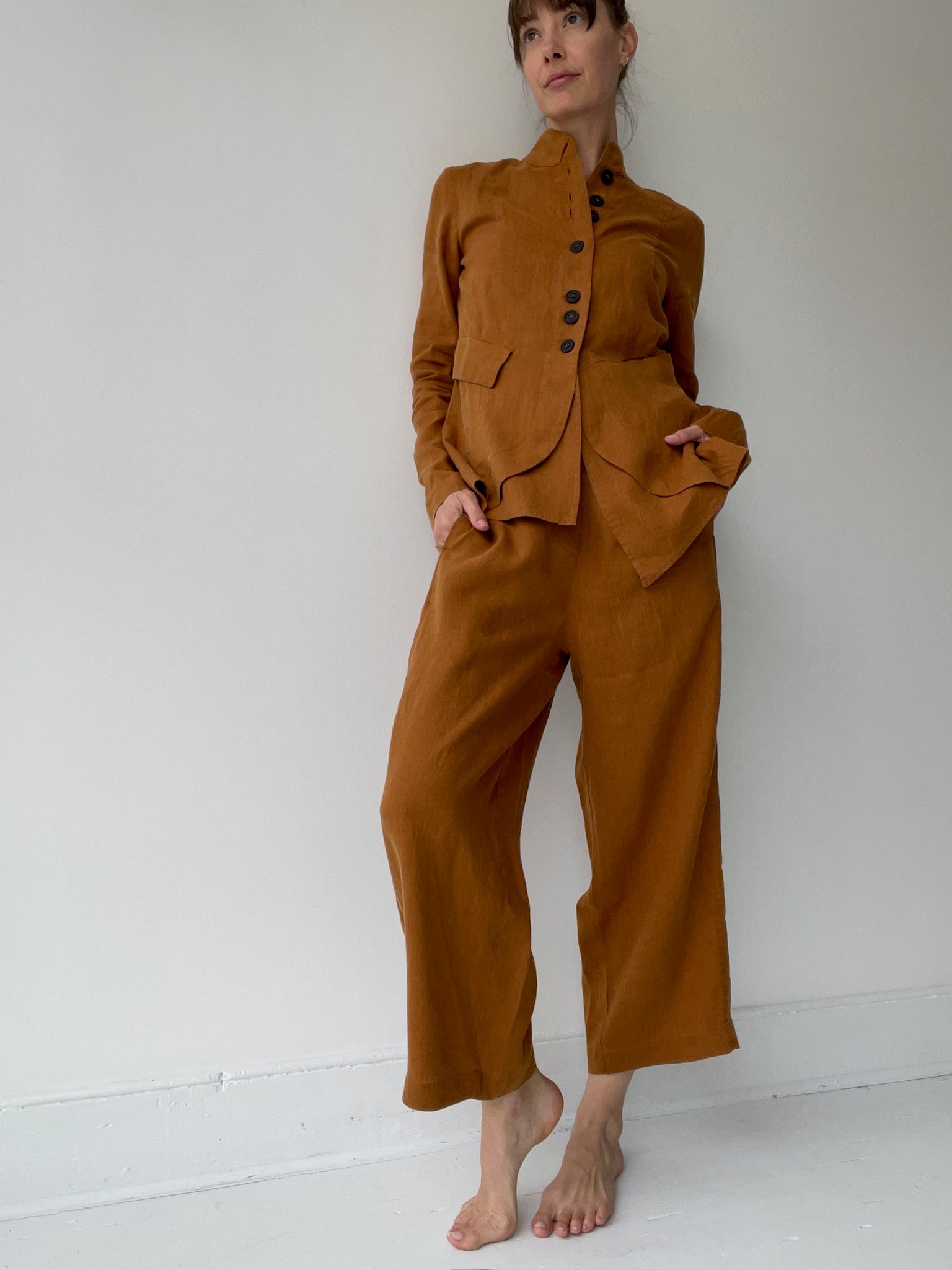 a pal offner casual trousers with 100% linen