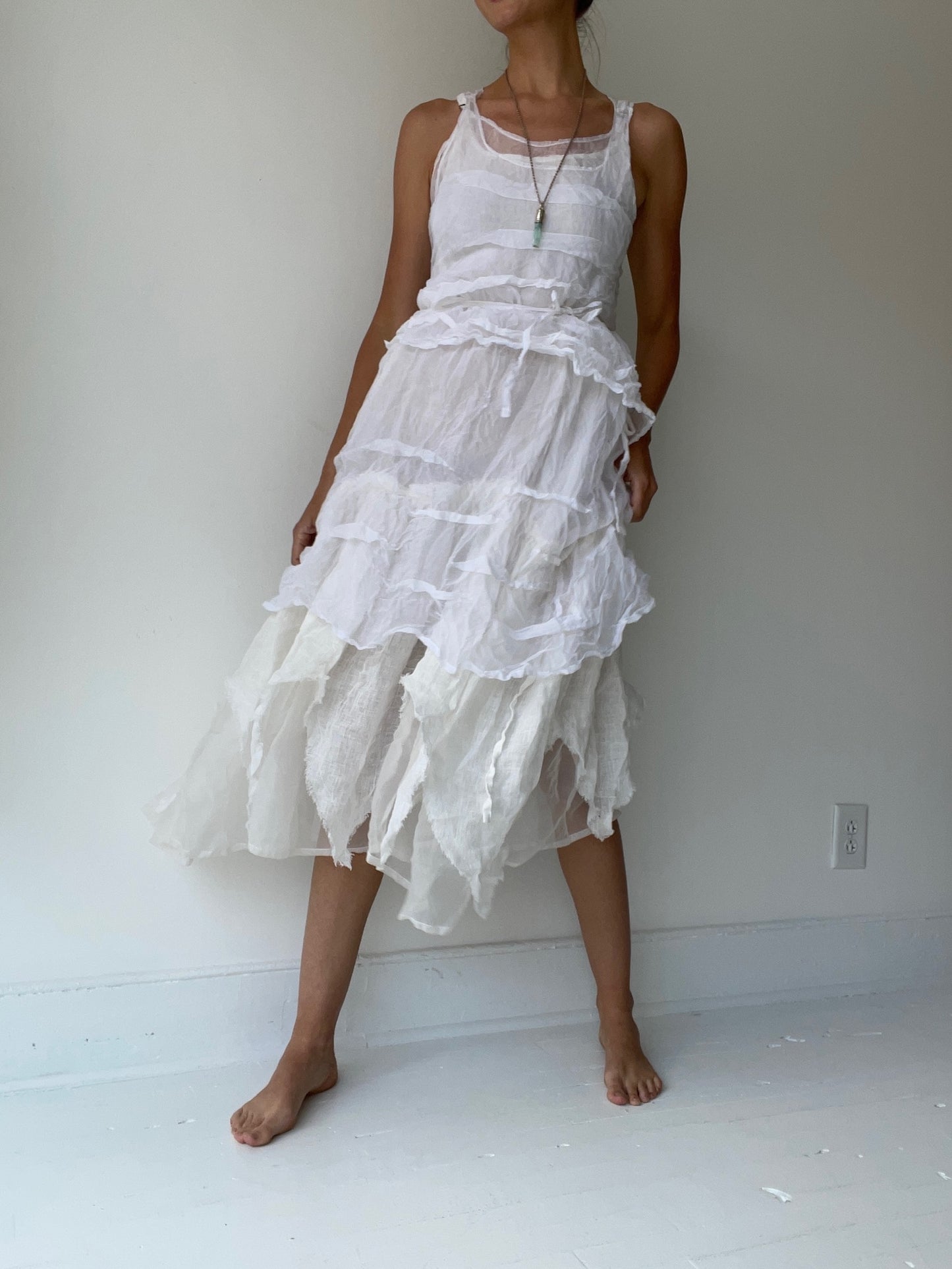 krista larson organza crop creased tank