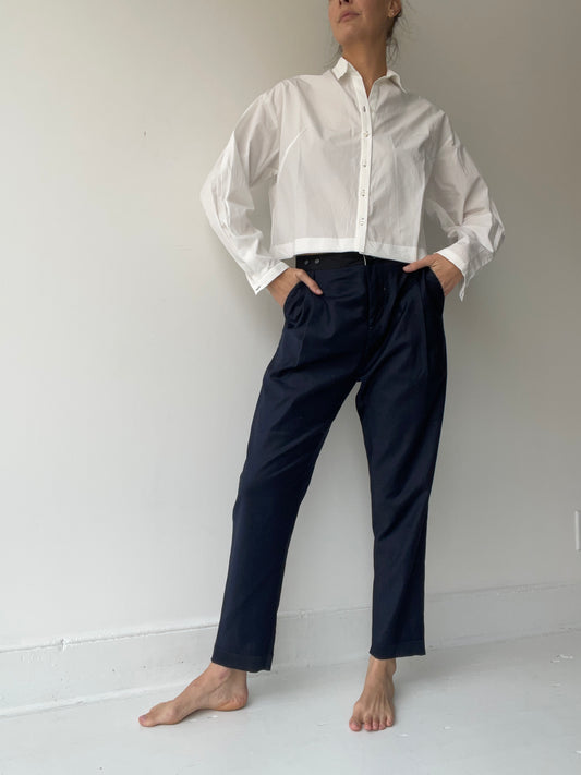 umit unal wool pleat pant navy