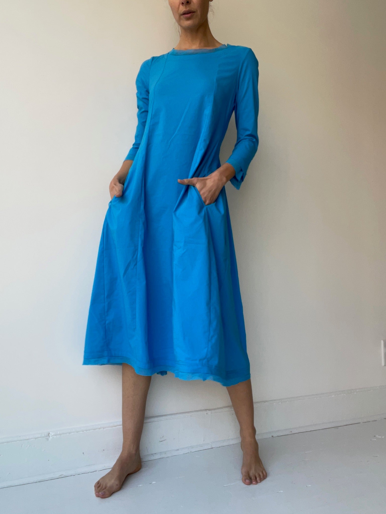 a rundholz black label 3/4 stretch dress with 46% cotton/36% polyamide/13% linen/5% elastane