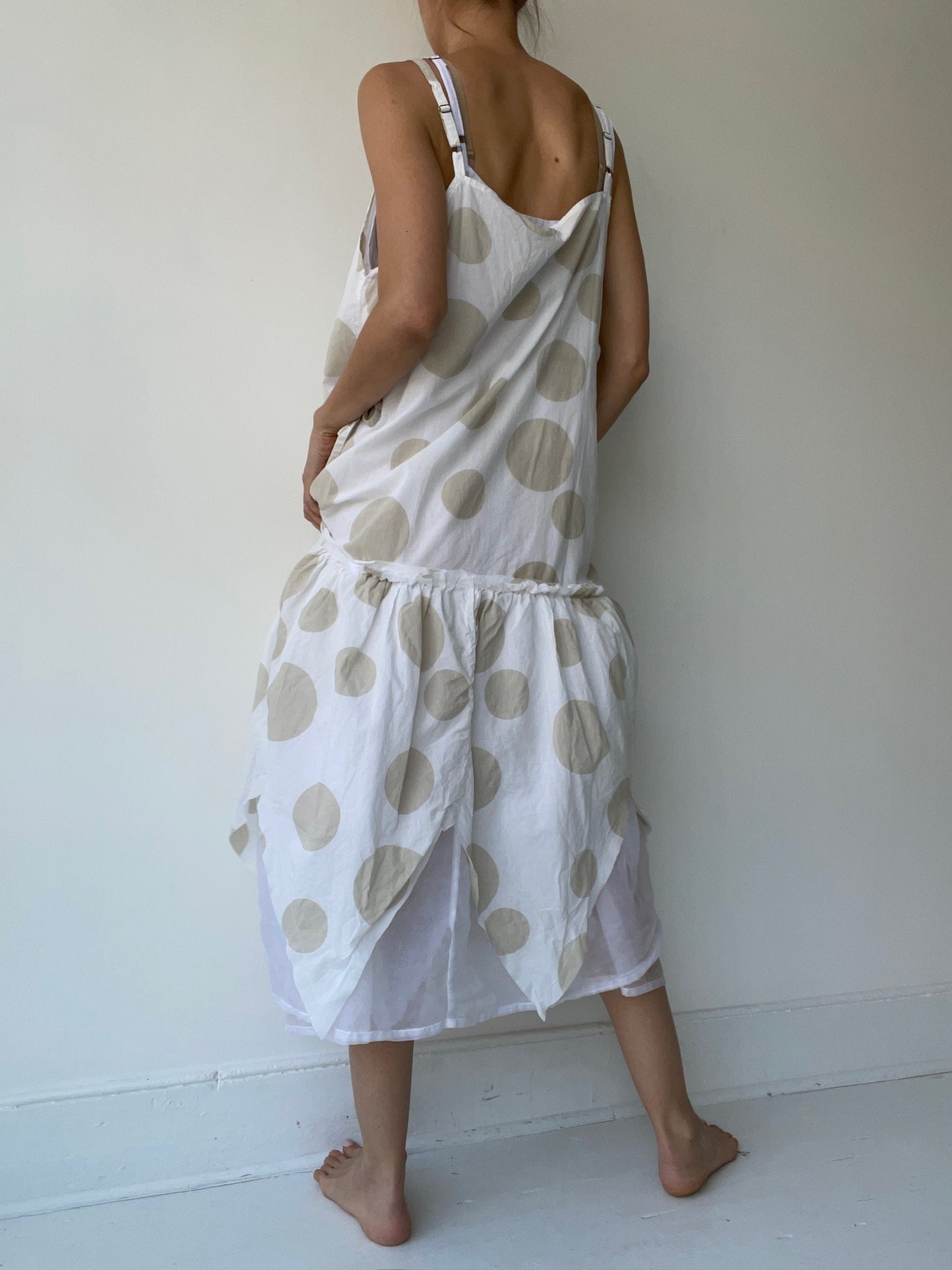 krista larson long polka dot vintage slip