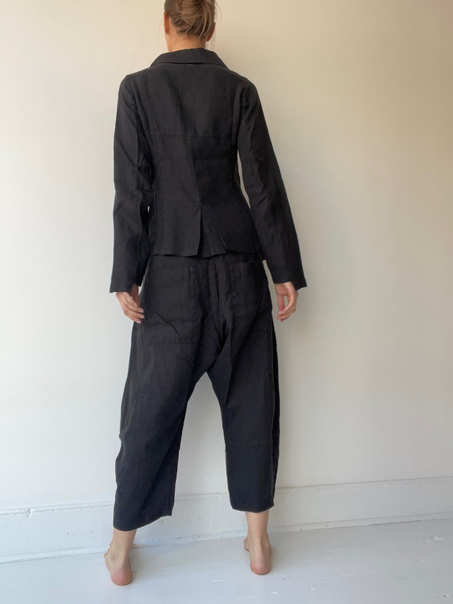 asymmetric linen short jacket