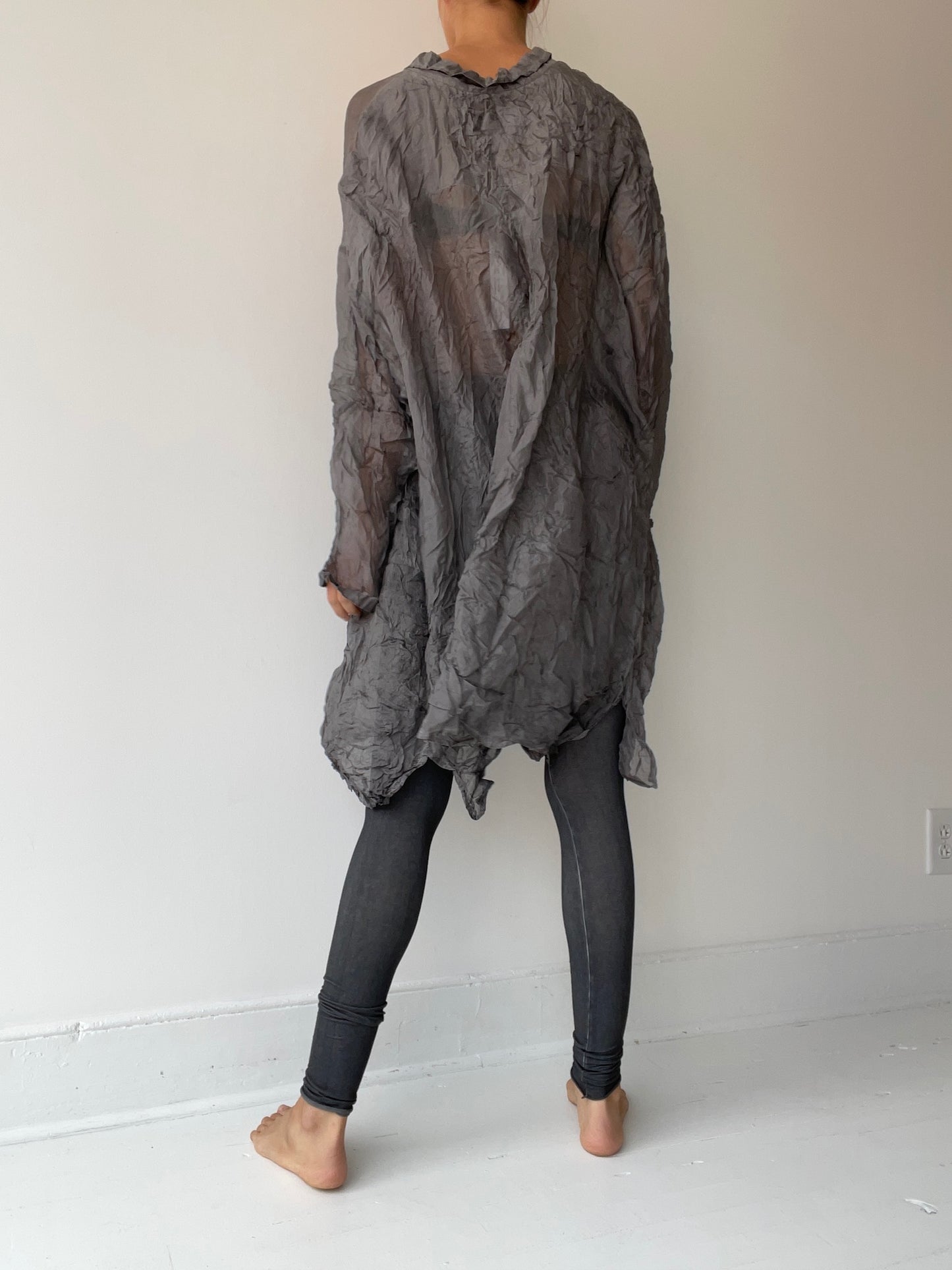 rundholz dip silk shirt dress GRAY