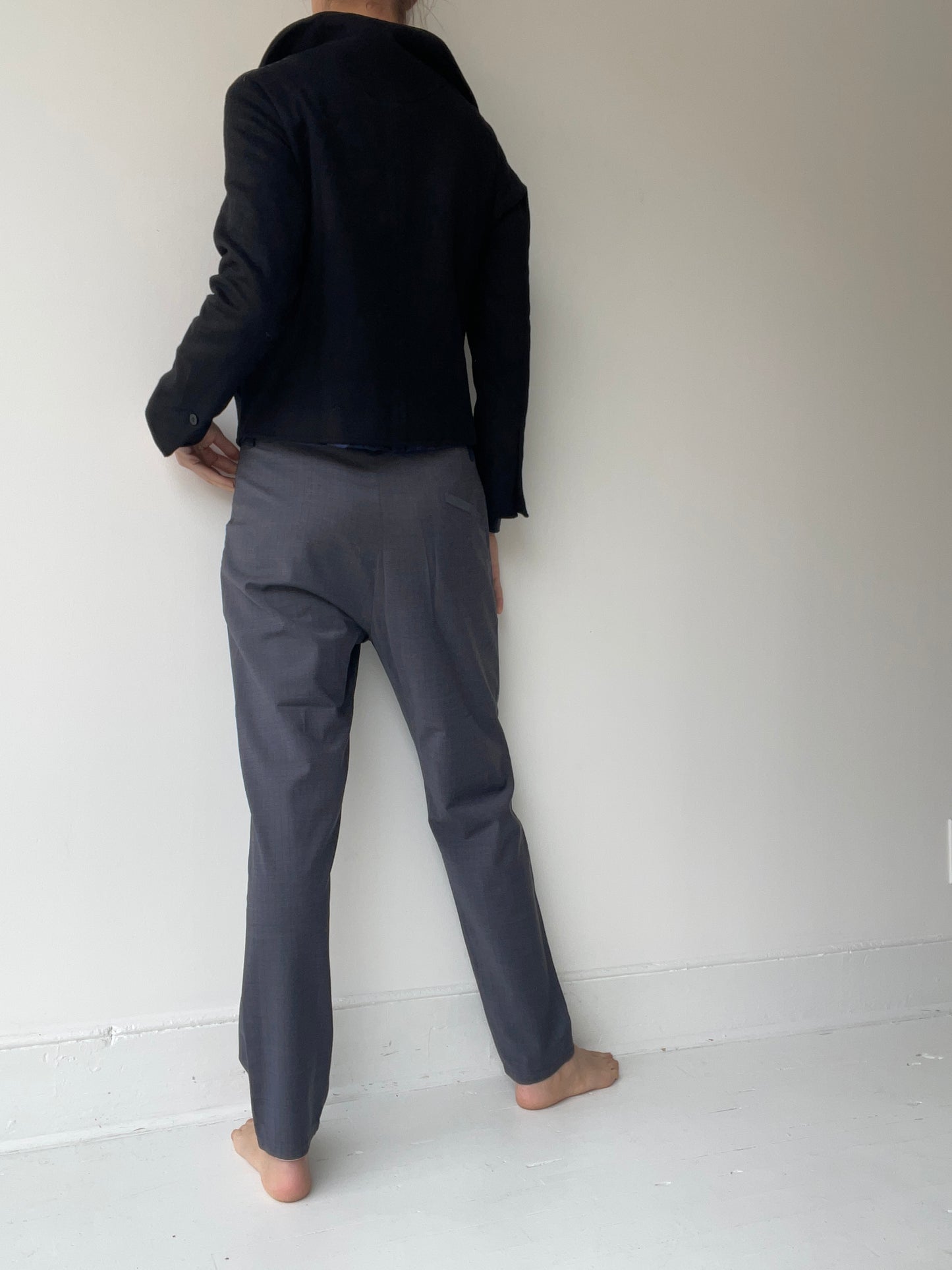 umit unal wool pleat pants grey