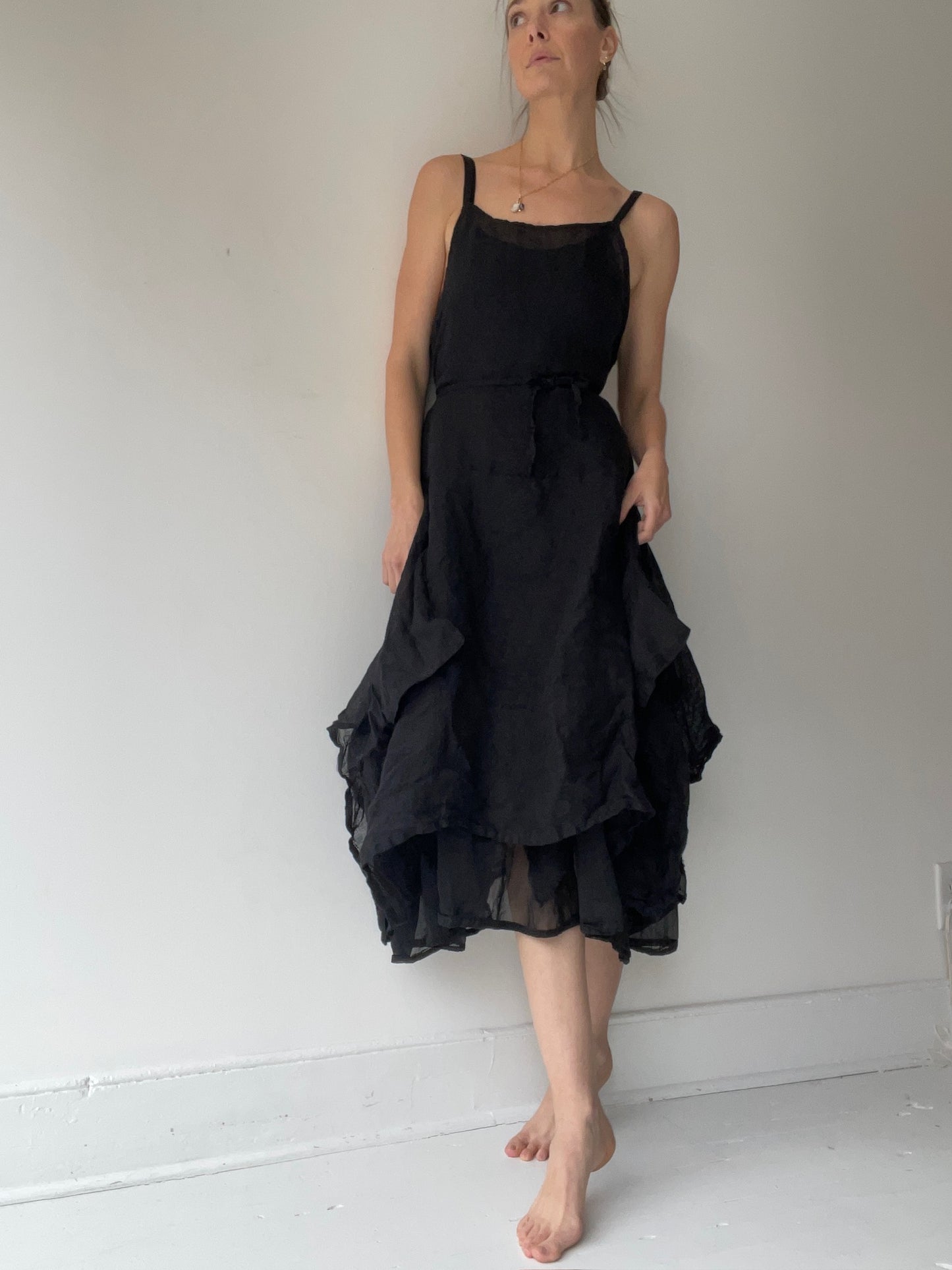 krista larson black long pinwheel slip