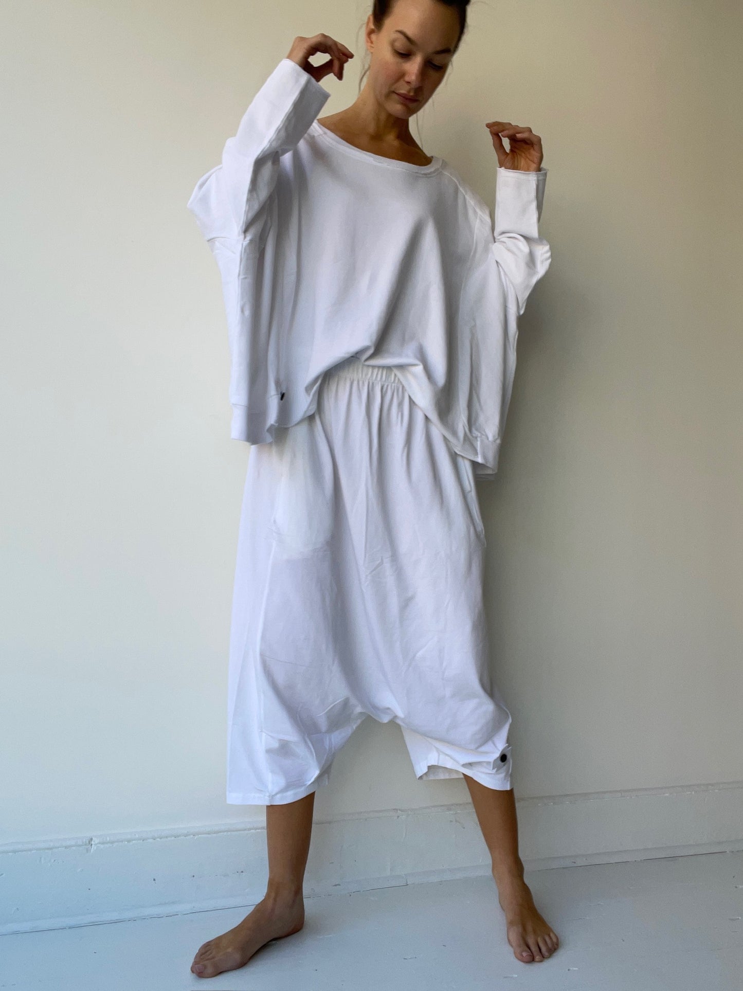a wide sweatshirt