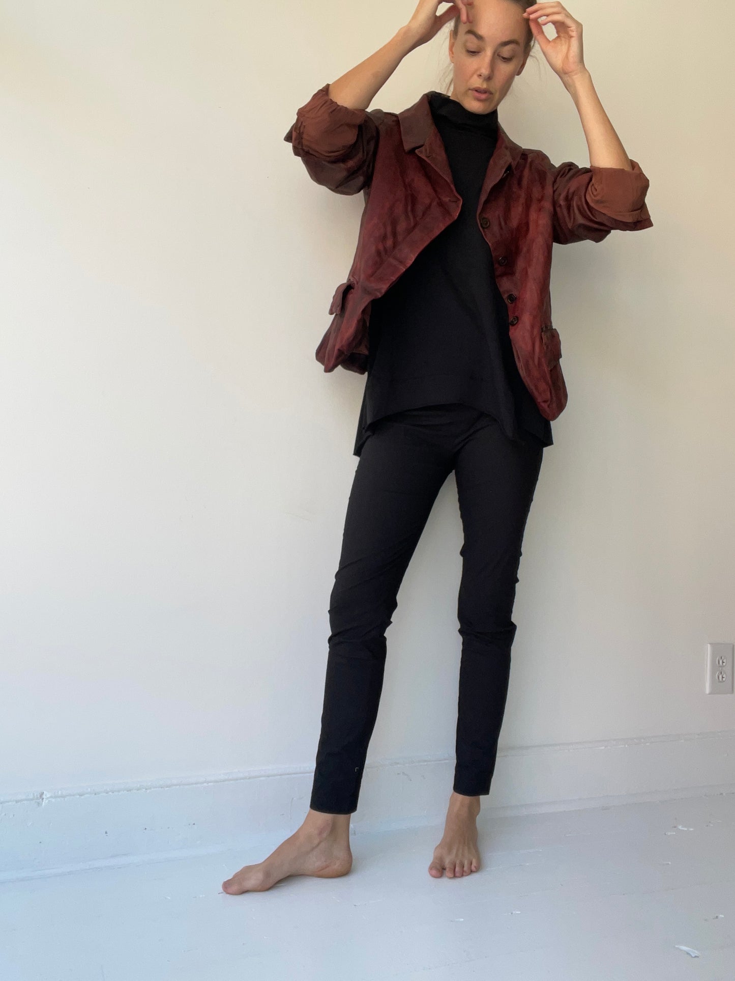 wide collar leather jacket
