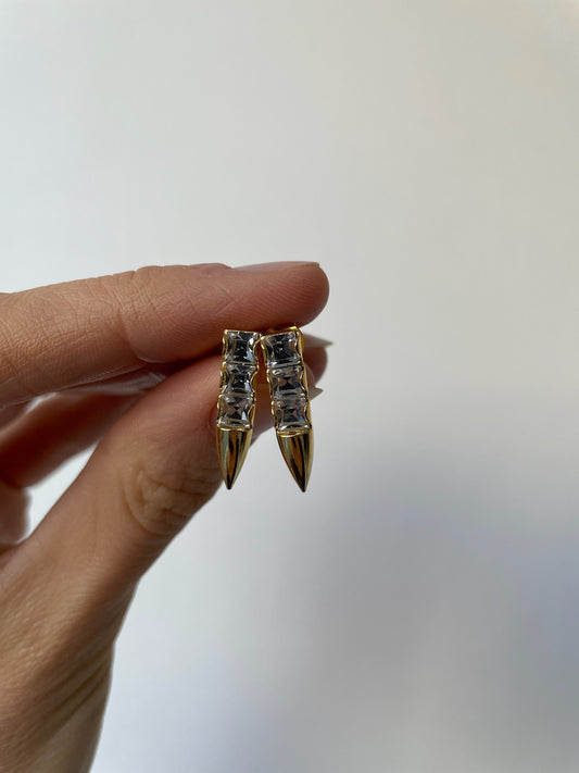 Surgical steel post earrings with swarovski crystals and gold plated brass